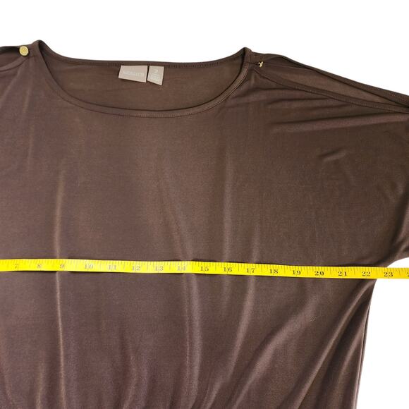 Chicos Womens Maxi Dress Size Large Chocolate Brown Cold Shoulder Stretch Travel - Picture 13 of 15